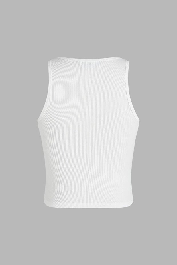 Düğme Detaylı Crop Üst - 2