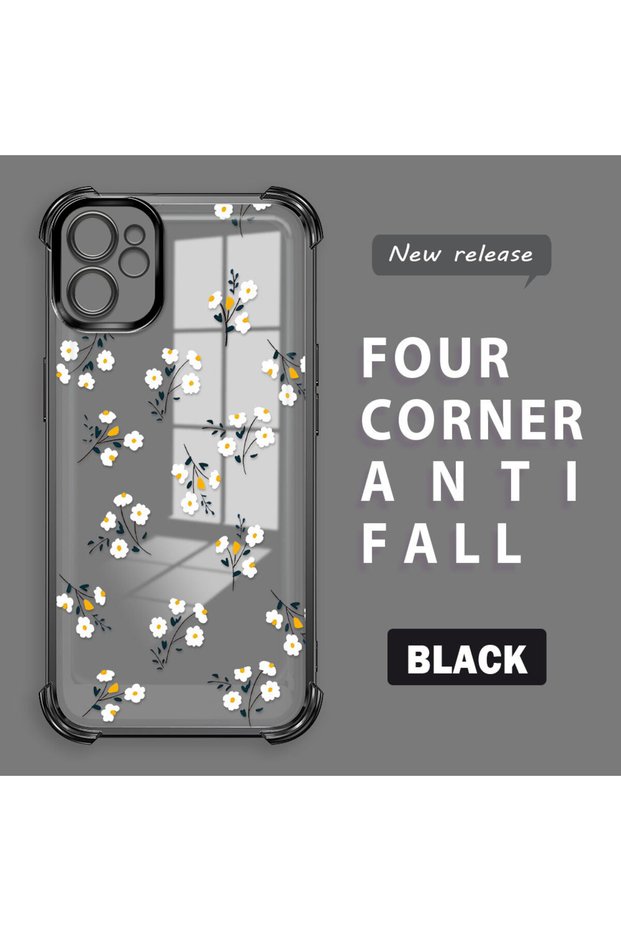iPhone 11 Compatible Camera Protected Transparent Soft Silicone Phone Case Flower Pattern