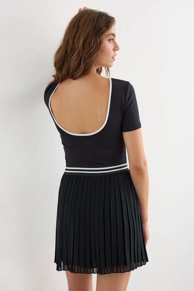 Açık Arkalı Basic Jarse T-Shirt - 4