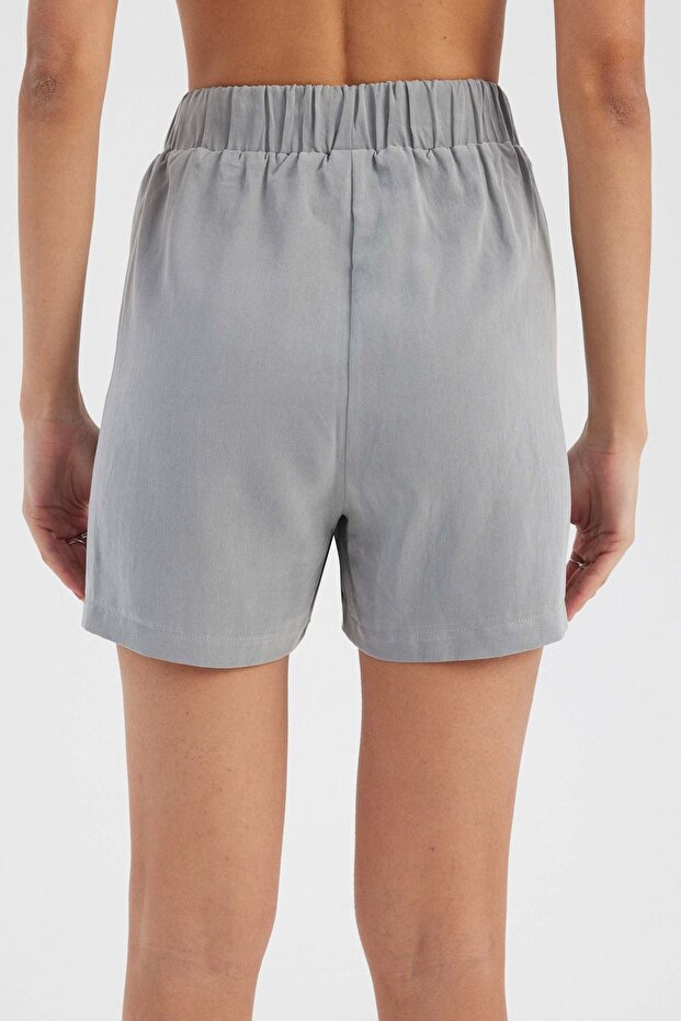 Elastik Bel Relaxed Şort - 4