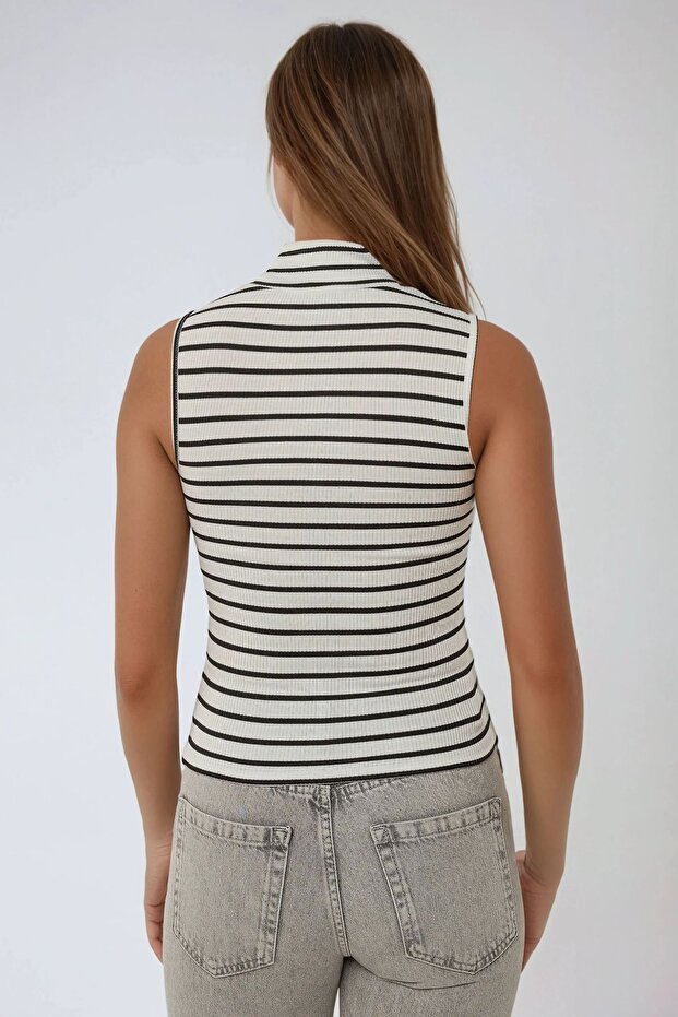 Slim Fit Dik Yaka Üst - 5