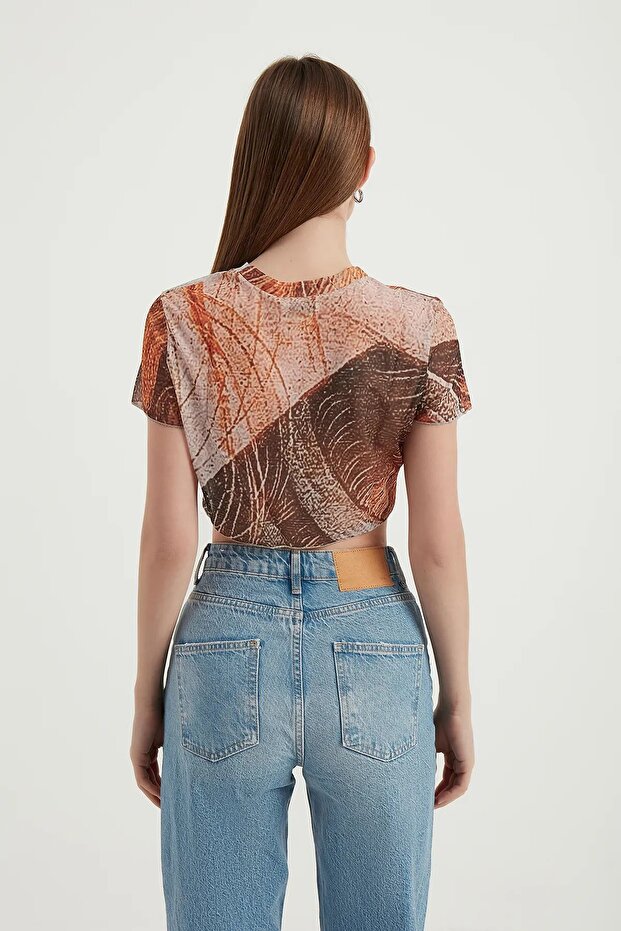 Soyut Tül Crop Top - 4