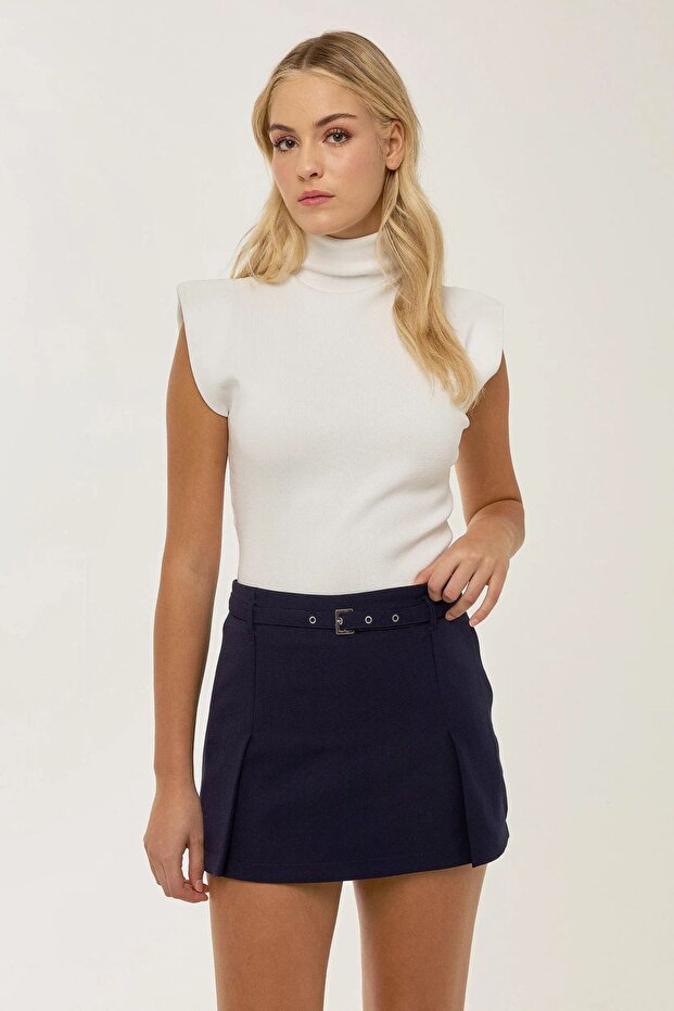 Kemerli Mini Şort  Etek - 1