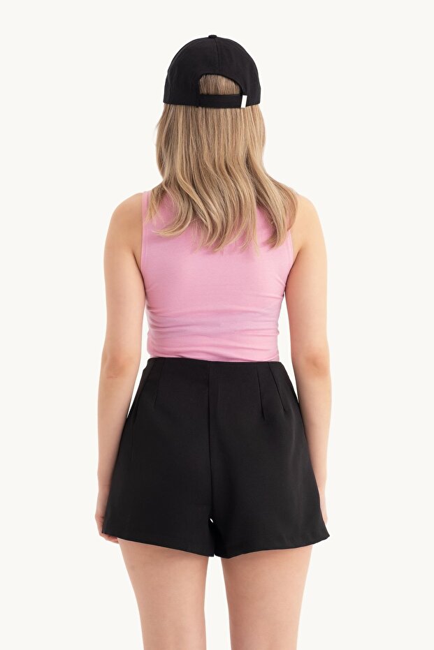 Slit Detailed Halter Neck Crop Top - 2