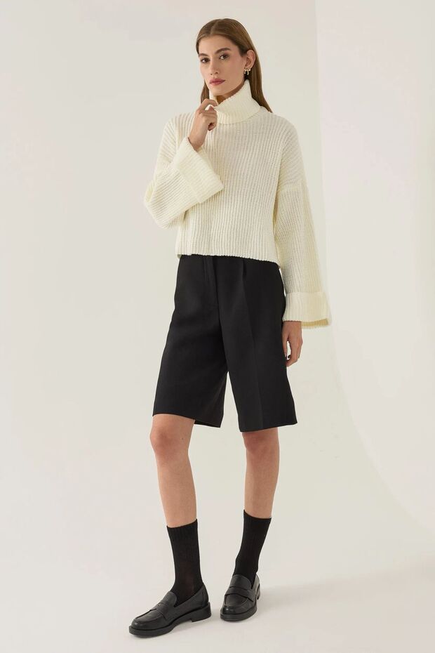 Plus Size High Collar Sweater - 3