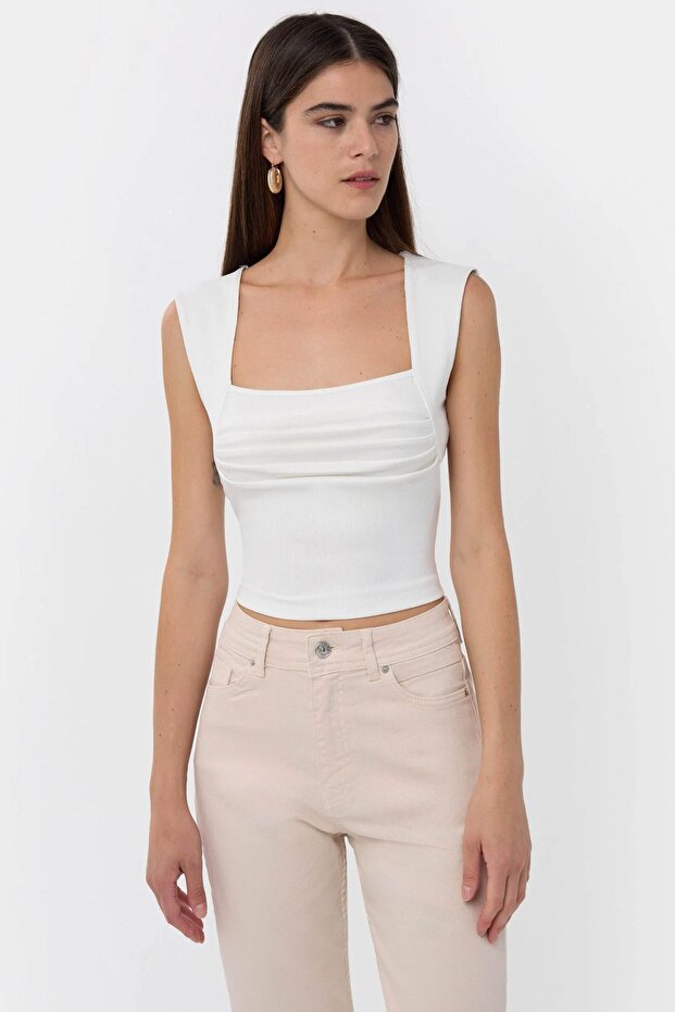 Drape Kare Yaka Bluz - 6