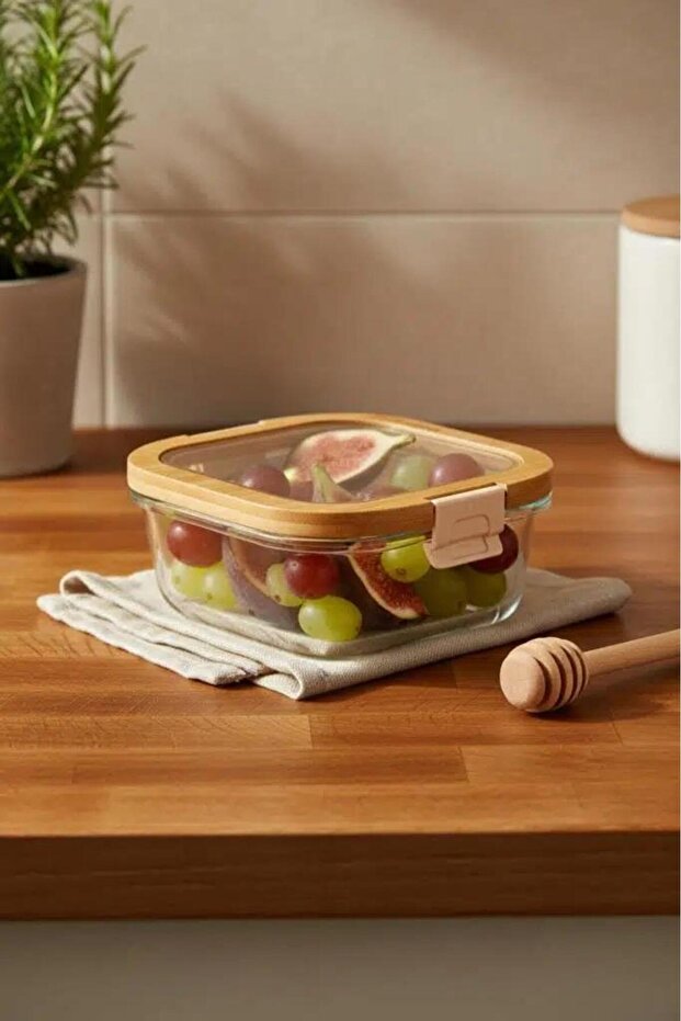 Poira Glass Storage Container with Lid and Lock 800 ml B6487