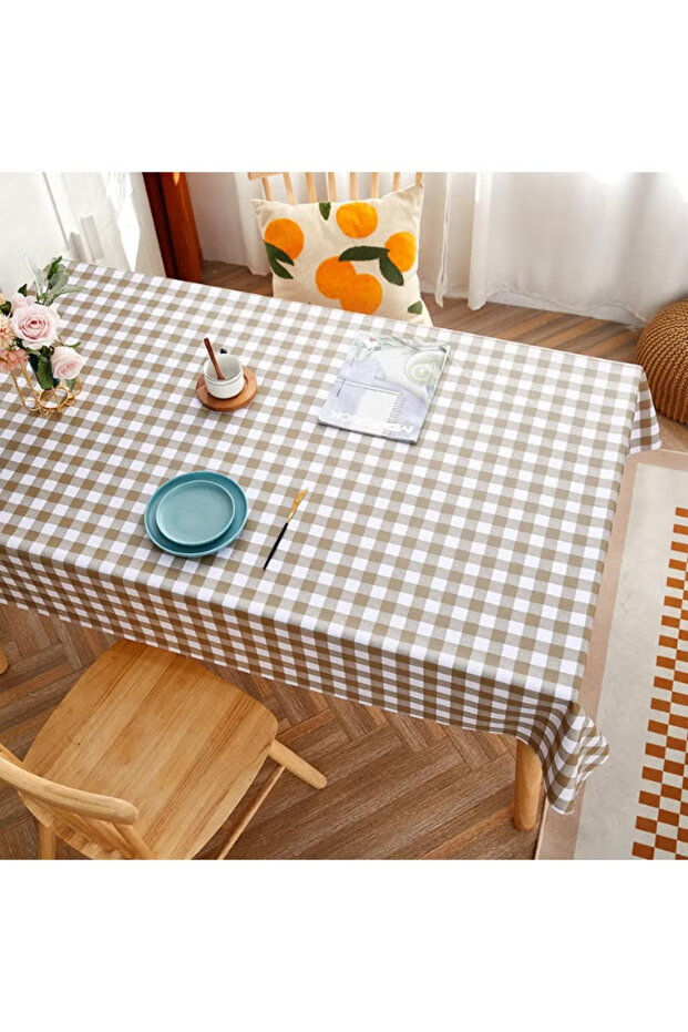 Checkerd Pattern Waterproof Table Cloth - 2