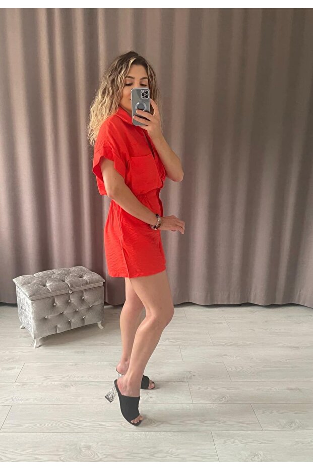 Polo Yaka Şort Tulum - 3