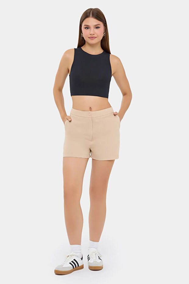 Düğmeli Bermuda Şort - 1