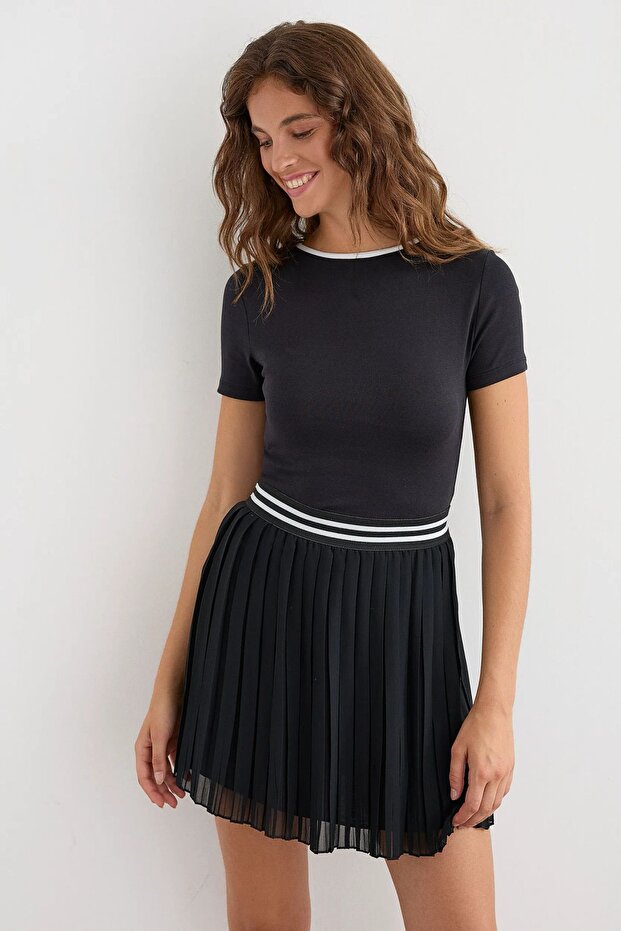 Açık Arkalı Basic Jarse T-Shirt - 2