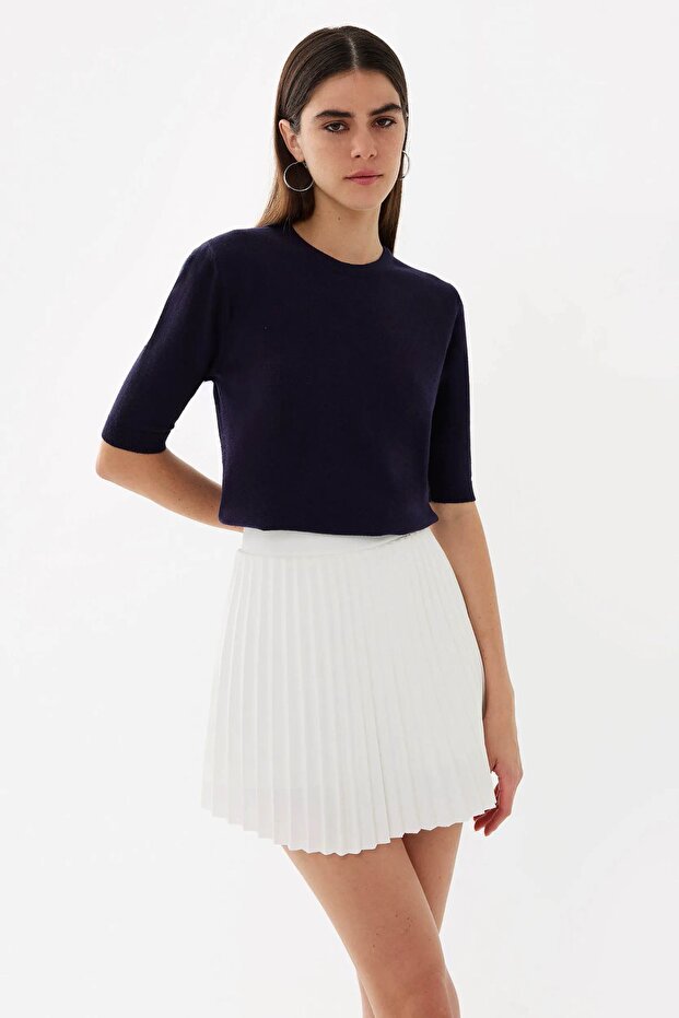 Short Sleeve Basic Knitted Sweater - 2