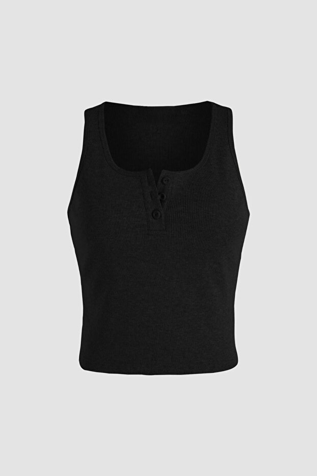 Düğme Detaylı Crop Üst - 1