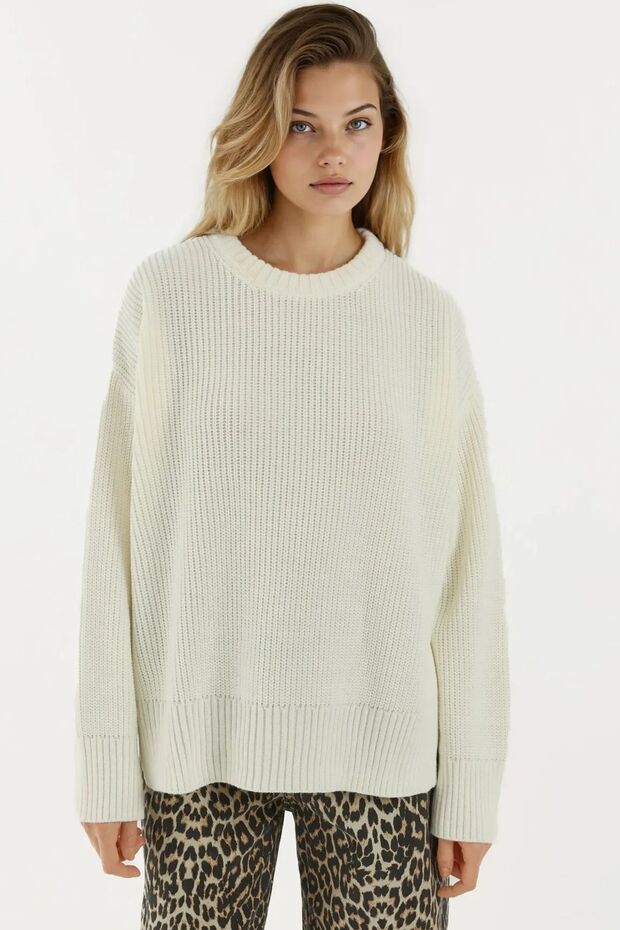 Strickpullover mit strukturiertem Rundhalsausschnitt - 5