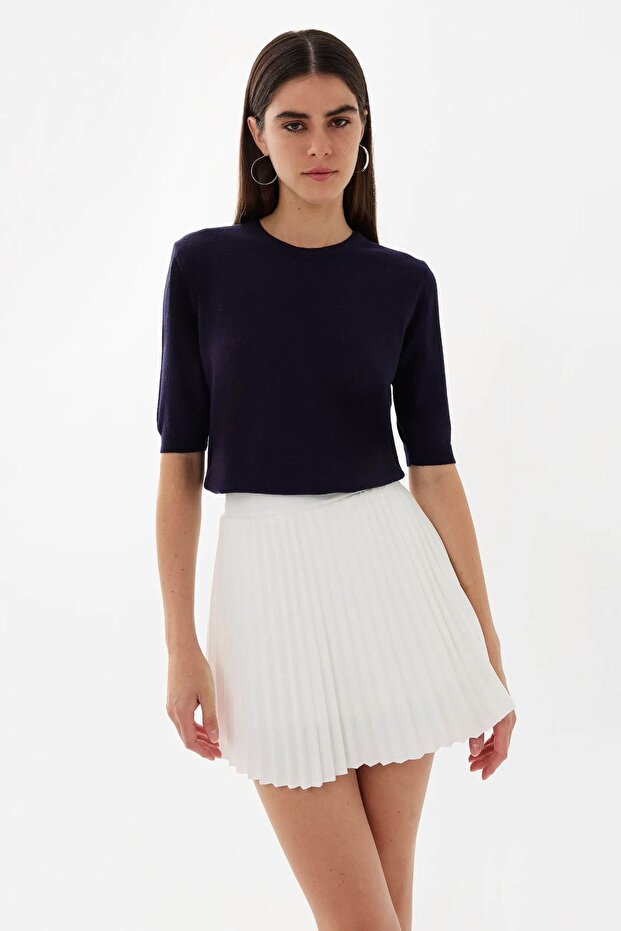 Short Sleeve Basic Knitted Sweater - 3