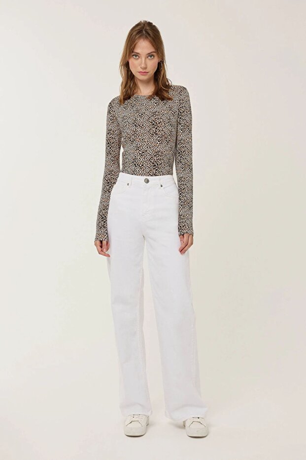 Dar Fit Hayvan Desenli Üst - 3