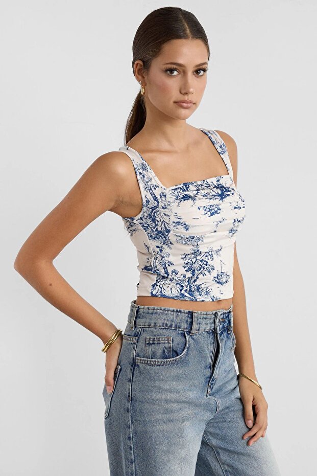 Kolsuz Desenli Bluz - 2