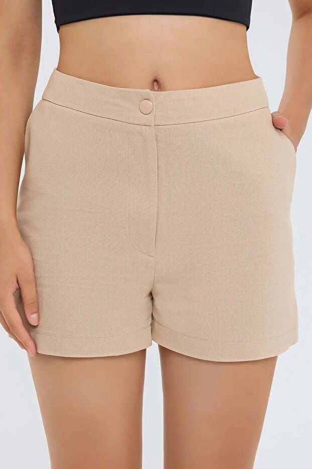 Düğmeli Bermuda Şort - 4