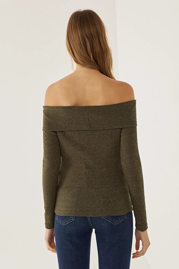 Off Shoulder Örme Üst - 4