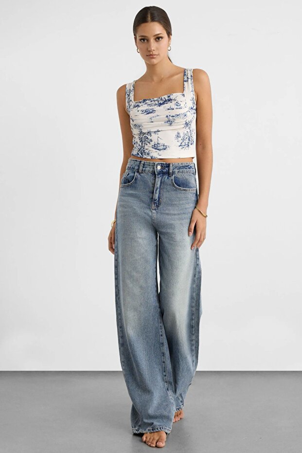 Kolsuz Desenli Bluz - 4