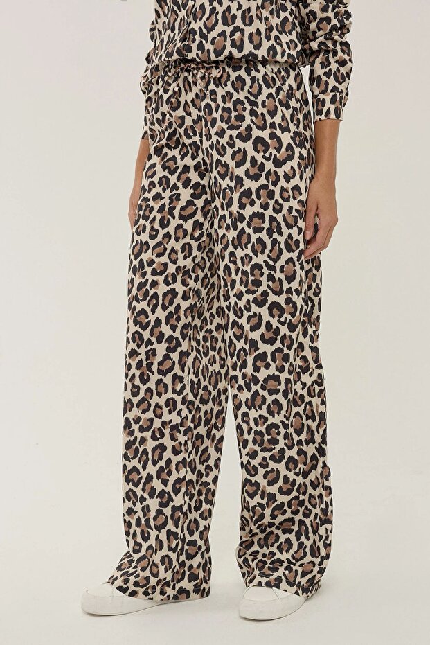 Leopard Pattern Straight Cut Trousers - 3