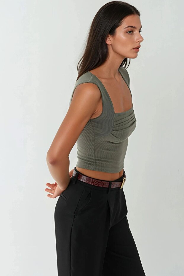 Drape Kare Yaka Bluz - 3