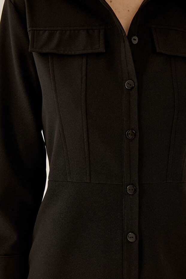 Rochie mini cu guler cămașă - 3