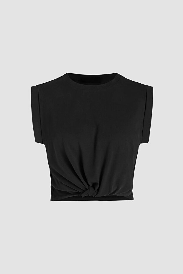 Basic Yuvarlak Yaka Kısa Tişört - 1