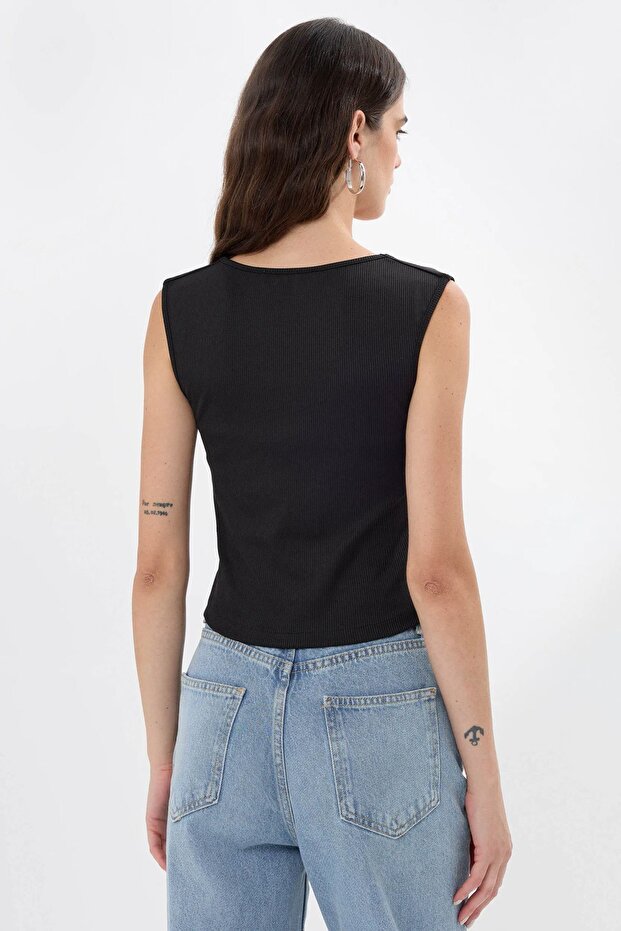 Drape Kare Yaka Bluz - 6