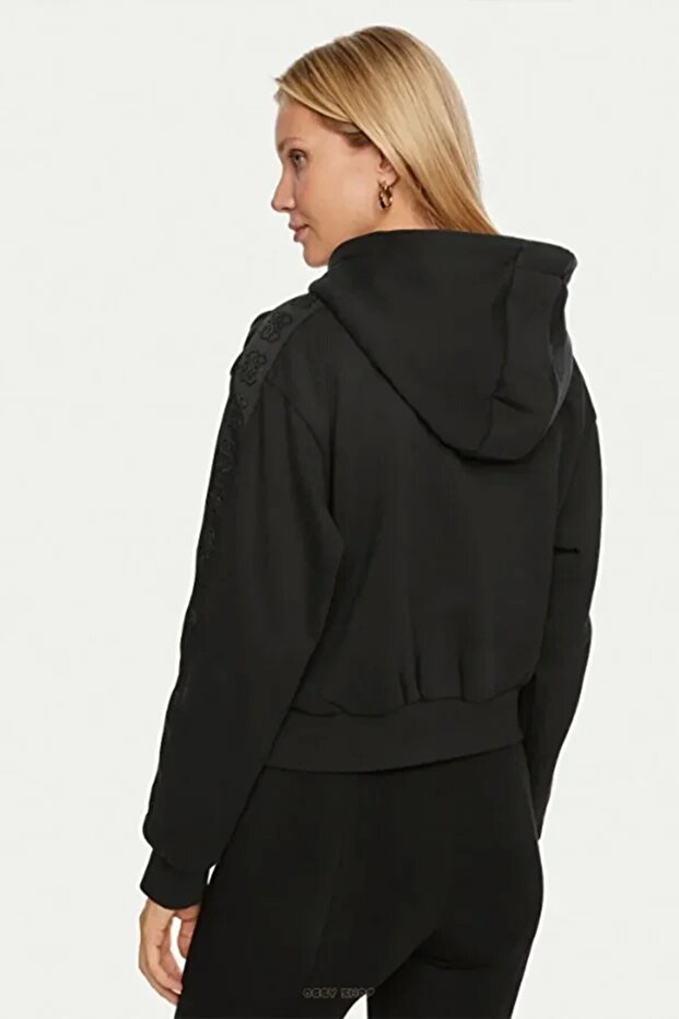 Kadın Siyah Logolu Sweatshirt - 3