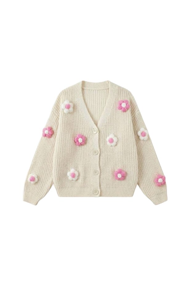 Anne Knitwear 3D Flower Detailed Cardigan