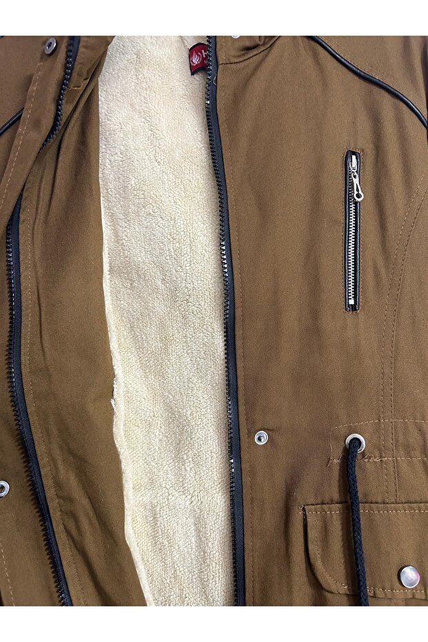 Uzun boy kadın taba mont - 2