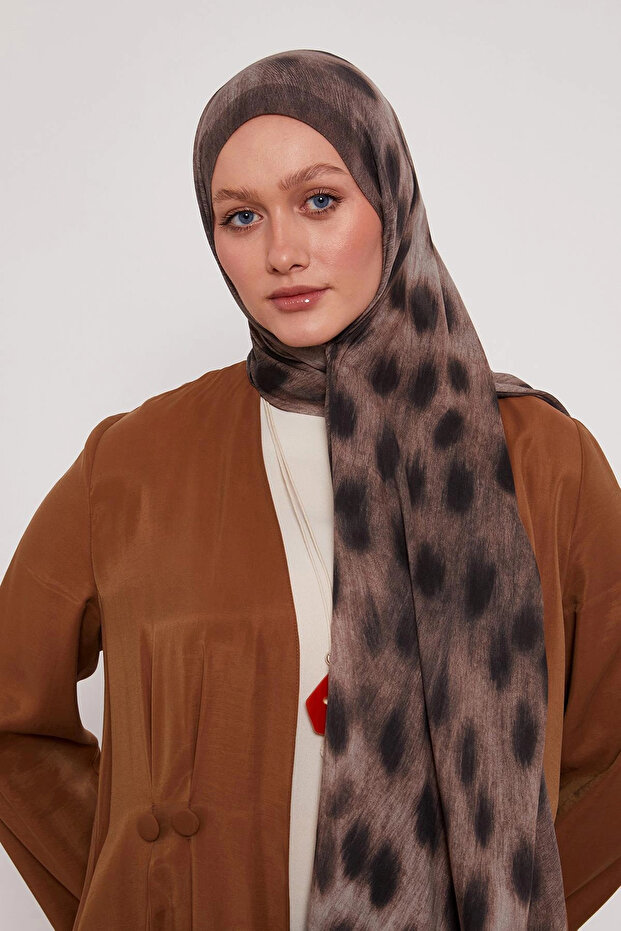 Patterned Silk Shawl - Oak Shell - 1