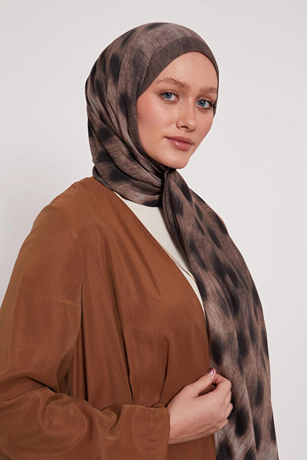 Patterned Silk Shawl - Oak Shell - 3