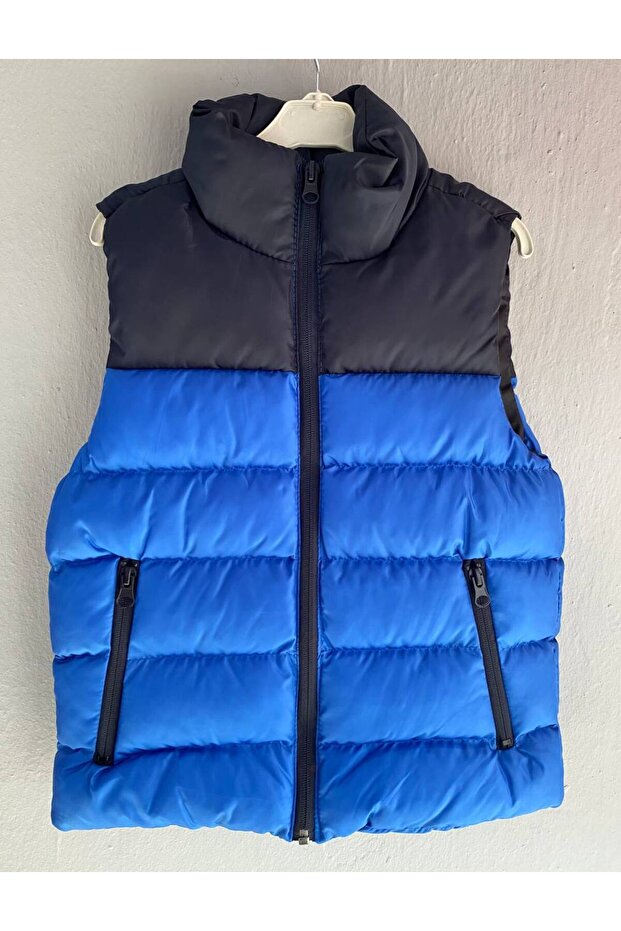 Children's Standing Collar Pocketed Puffer Vest