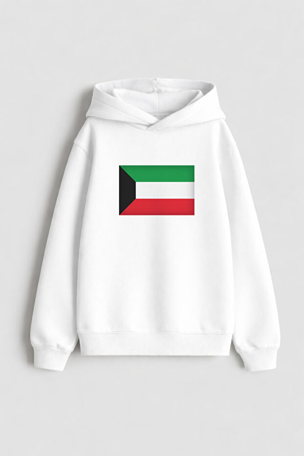 Kuwait Flag Flag Printed White Children's Hooded Sweatshirt