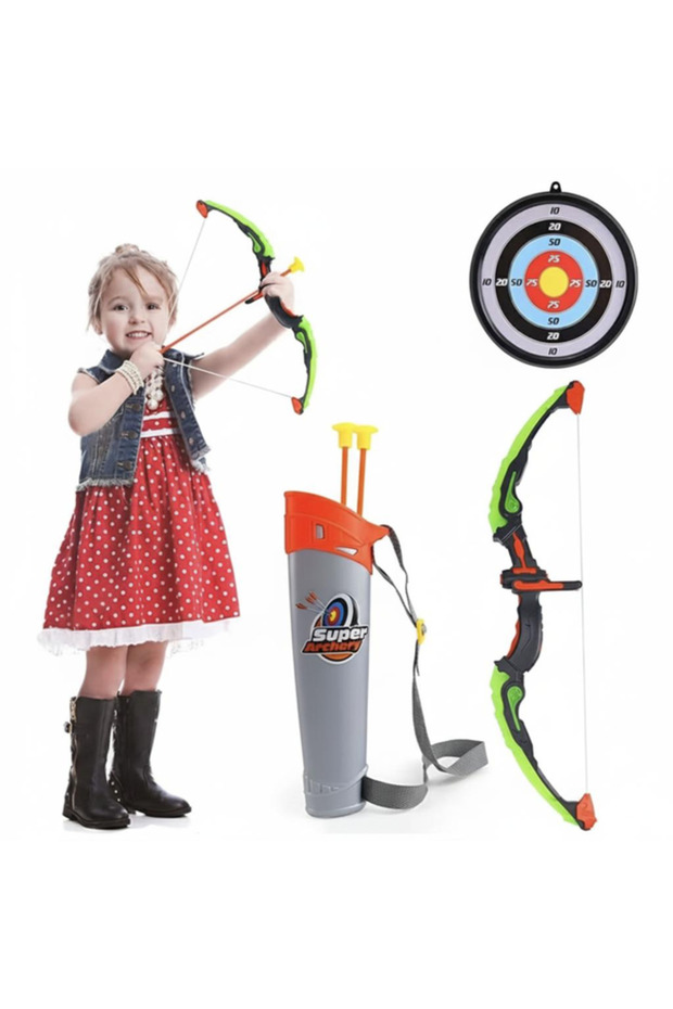 Kids LED Archery Bow & Arrow Set with Target Board, Quiver & Suction Cup Arrows – Safe Shooting Toy