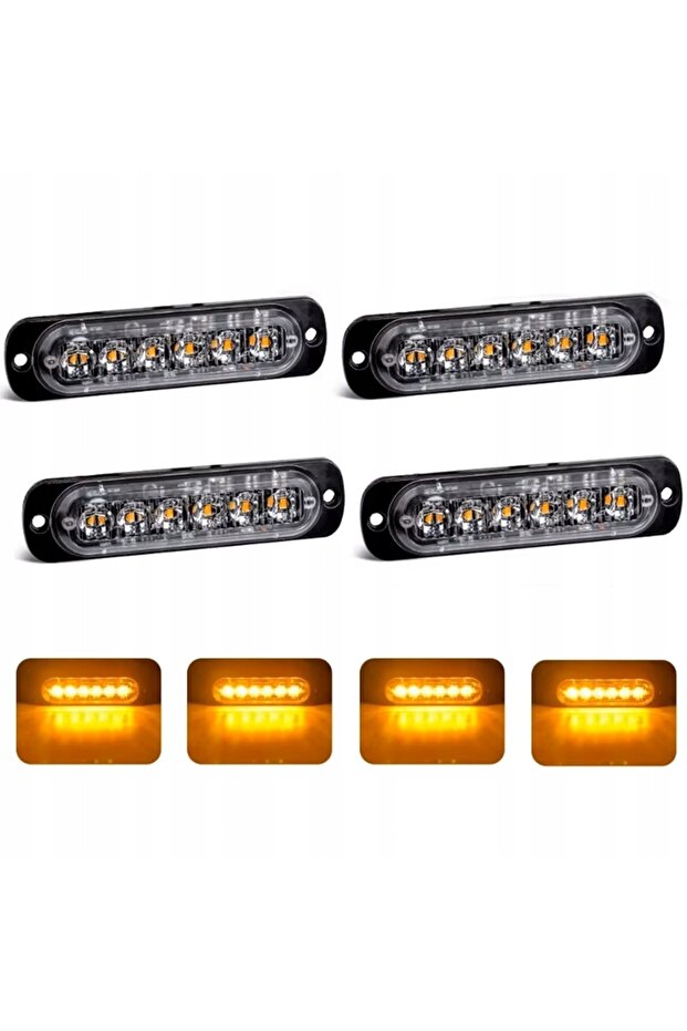 4x LED ORANGE FLASH WARNING LAMP REMOTE CONTROL STROBE PROGRAMS - 3