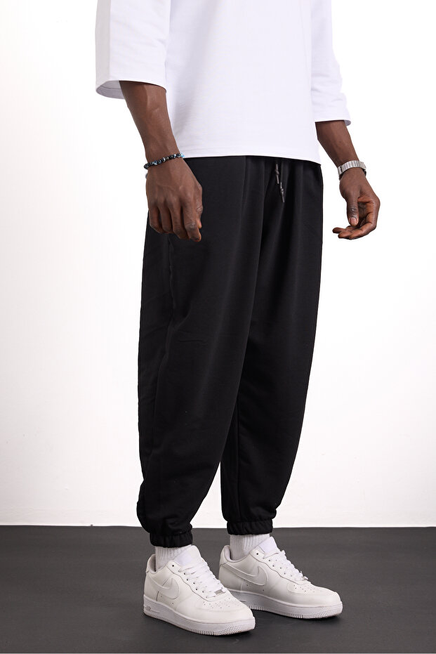 Men's Casual Patterned Pleated Shalwar with Elasticated Legs