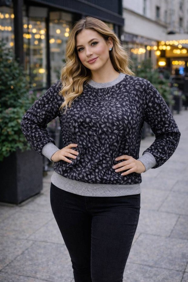 Elegant Women's Soft Plus Size Cashmere Blouse Sweatshirt