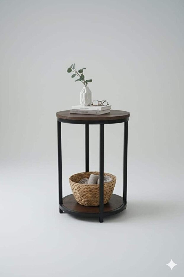 طاولة جانبية دائرية من لونا نيست، لون قهوة - 3