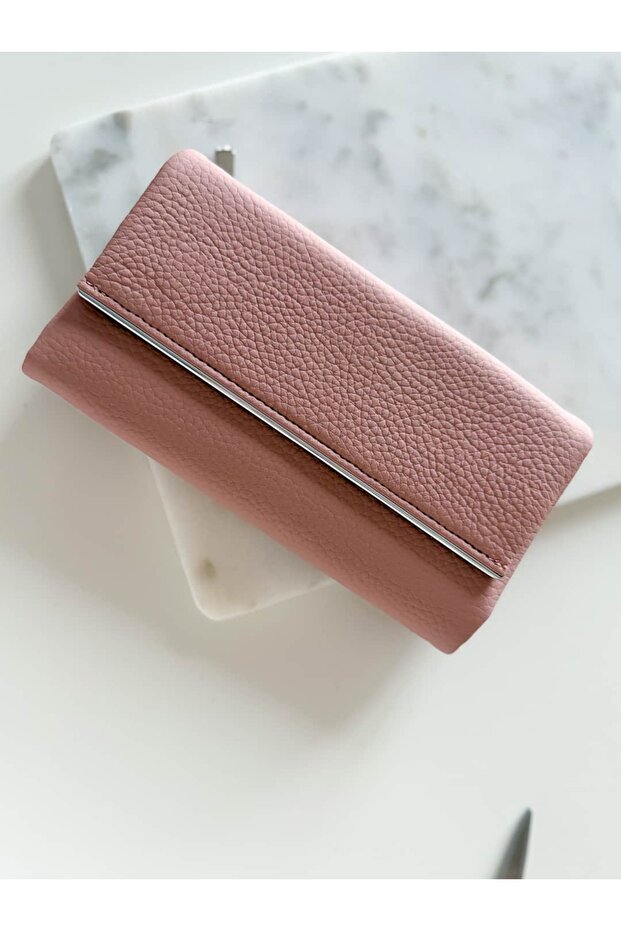 Metal Detail Soft Texture Large Wallet