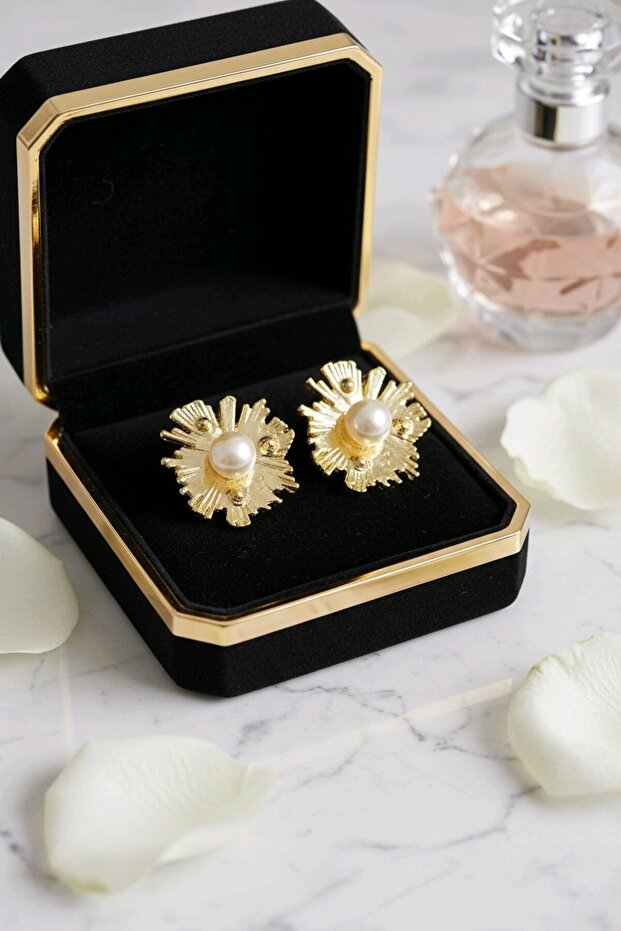 Gold İncili Küpe - 4