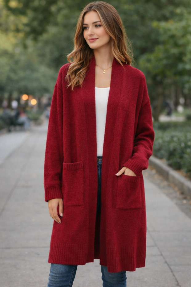 Double Pocket Detailed Knitted Cardigan
