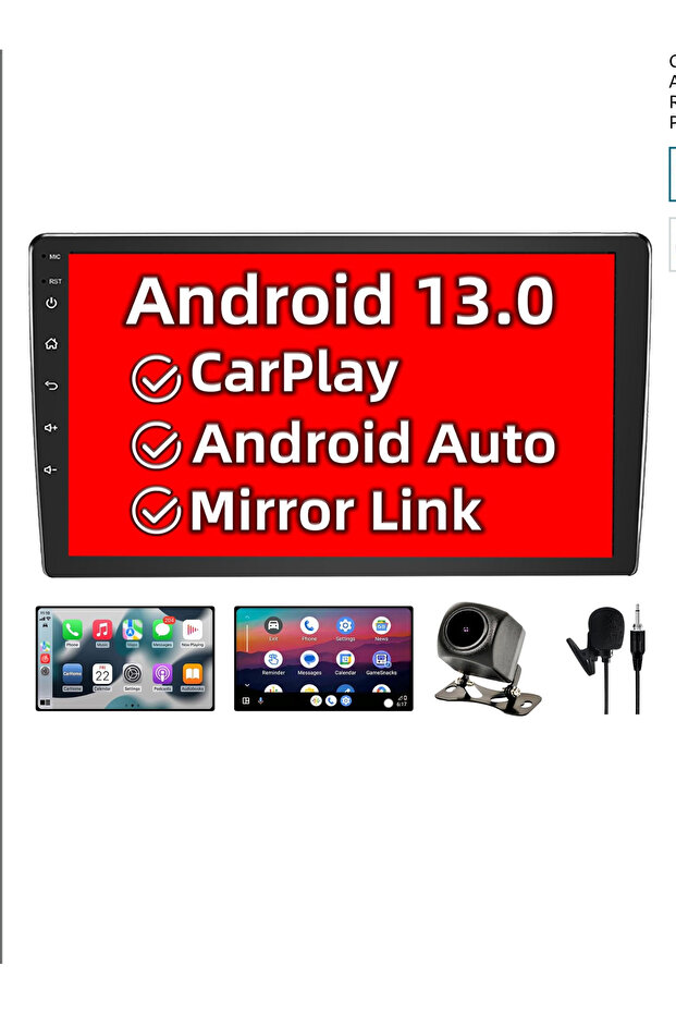 Android 10 10.1″ Double Din Car Stereo w/ CarPlay & Android Auto, BT, GPS, AM/FM, Backup Cam