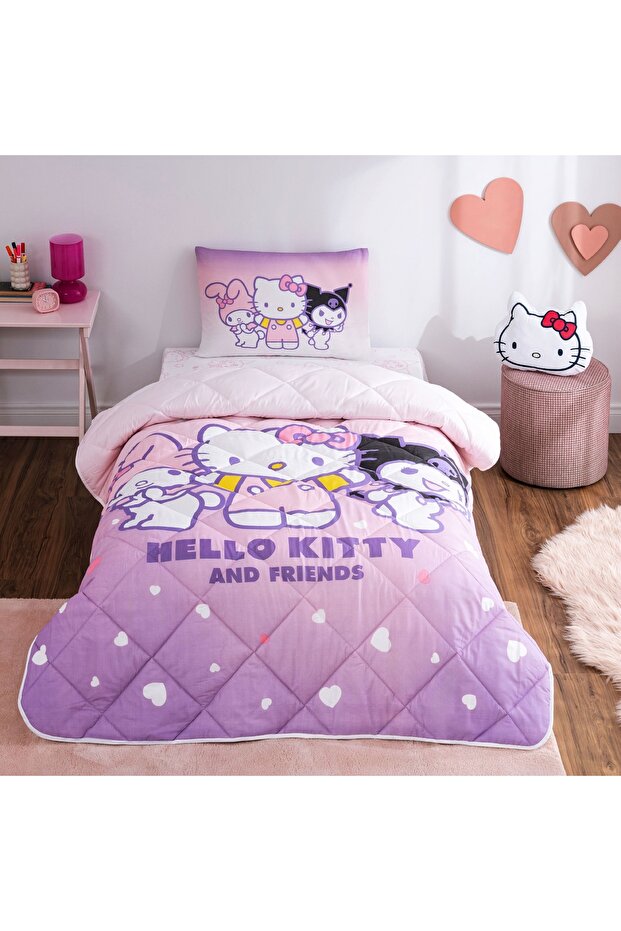 Licensed Hello Kitty & Friends Single Cotton Quilt Set