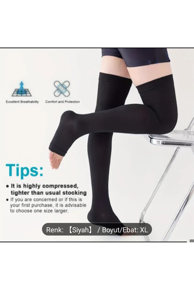 Walt 15-20Mmhg Unisex Active Lifestyle Compression Support Socks | Thigh Length Open Crotch(XL)