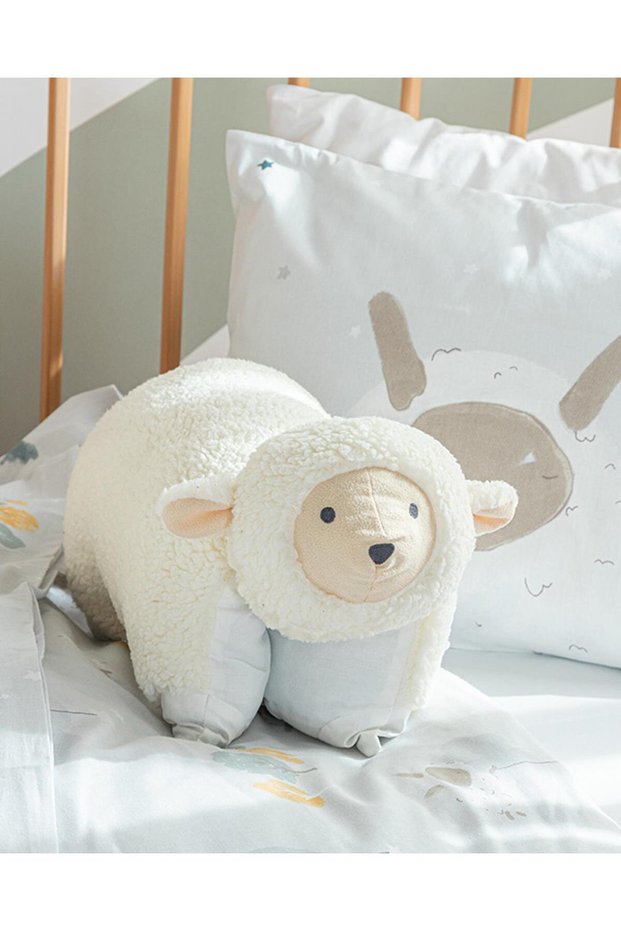 Little Lamb Sheep Polyester Decorative Throw Pillow 40X40 cm Ecru Sleeping and Playmate Plush Toy
