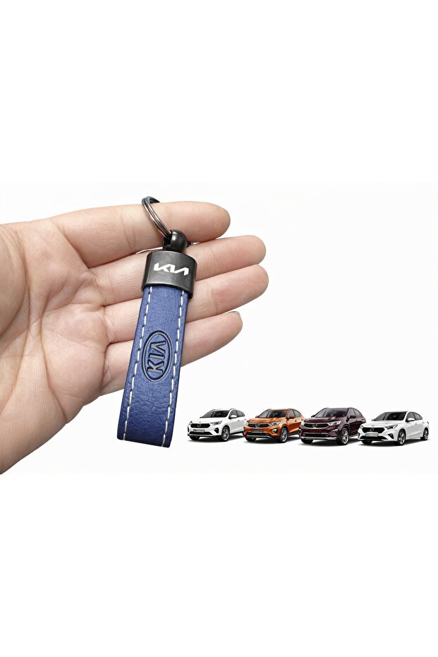 Kia Synthetic Leather Keychain – Stylish Design, Durable Metal, Premium Look Navy Blue 1 Piece
