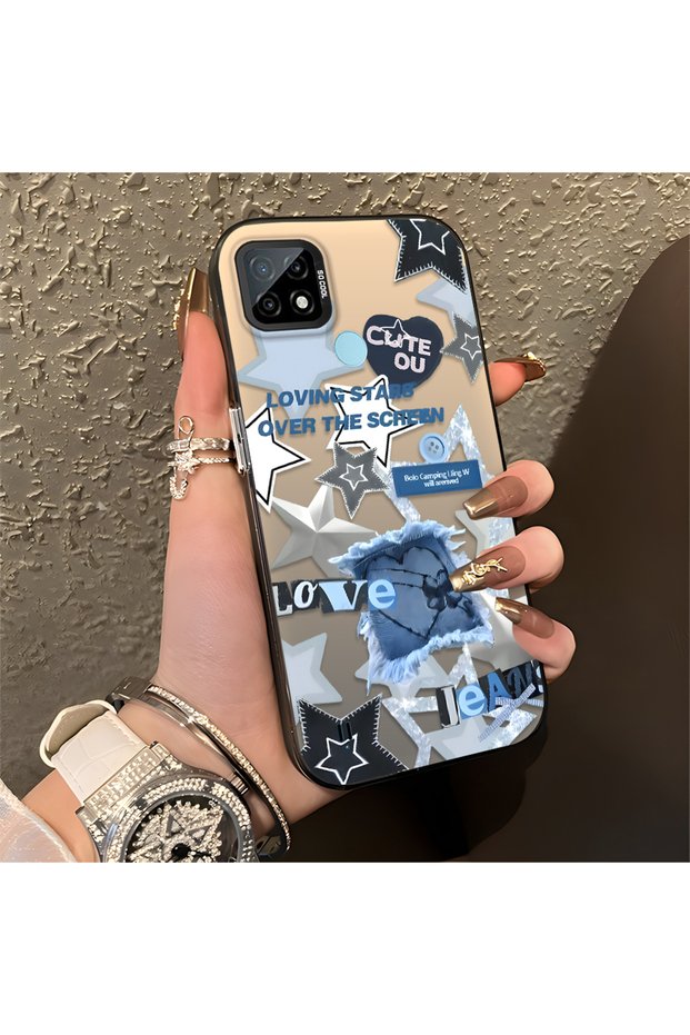 Realme C21 Compatible American Retro Collage Style Pattern Anti-Shake Protection